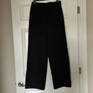 Black wide leg track pant